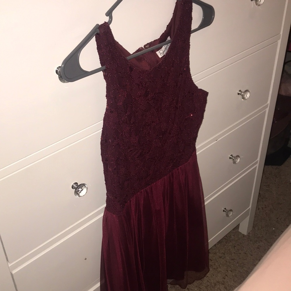 Maroon Speechless dress| sequined top, tule bottom
